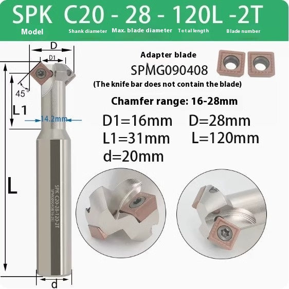 6037 45 degree inside and outside positive and negative chamfering cutter CNC rounding chamfering cutter SD SPK upper and lower bore reverse pull chamfering cutter bar Shandong Denso Pricision Tools Co.,Ltd.